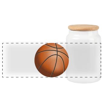 Texture pointée de ballon de basket - Boîte à biscuits avec couvercle en bois - blanc - Devant