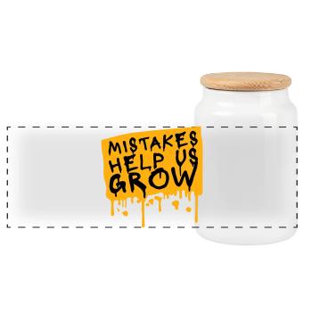 Mistakes Help Us Grow Lustig Motivational Wachstum - Panorama Keksdose mit Holzdeckel - Weiß - Vorne