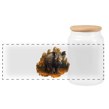 breitmaul nashorn, afrikanische designs - Panorama Keksdose mit Holzdeckel - Weiß - Vorne