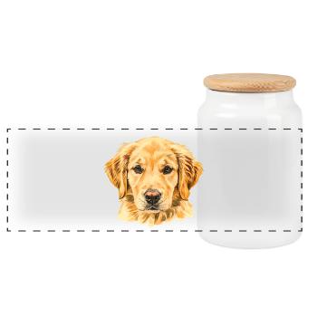 Golden Retriever aquarelle - Boîte à biscuits avec couvercle en bois - blanc - Devant