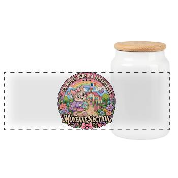 Chaton Maternelle Moyenne Section Fille - Boîte à biscuits avec couvercle en bois - blanc - Devant