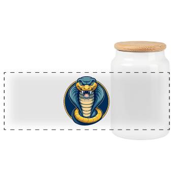 Logo clipart de personnage de personnage de dessin animé mascotte Cobra Kawaii - Boîte à biscuits avec couvercle en bois - blanc - Devant
