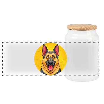 Chien de berger (Portrait comique) - Boîte à biscuits avec couvercle en bois - blanc - Devant