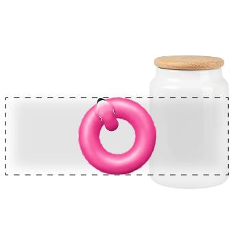 Anneau Rose Anneau Anneau Nage Flamant Rose - Boîte à biscuits avec couvercle en bois - blanc - Devant