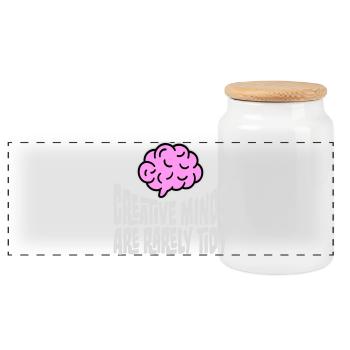 Les esprits créatifs sont rarement bien rangés Logo créatif drôle - Boîte à biscuits avec couvercle en bois - blanc - Devant