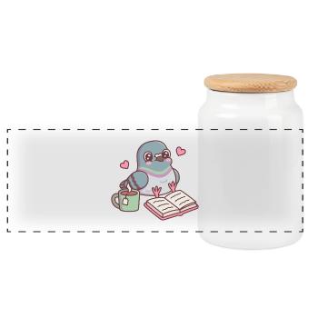 Le mignon pigeon assis adore lire - Boîte à biscuits avec couvercle en bois - blanc - Devant