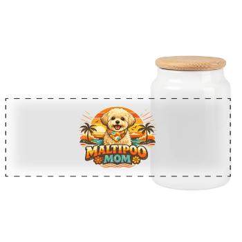 Chemise de maman Maltipoo Coucher de soleil rétro années 70 - Boîte à biscuits avec couvercle en bois - blanc - Devant