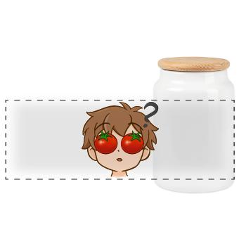 Tomatenaugen Cartoon-Design - Panorama Keksdose mit Holzdeckel - Weiß - Vorne