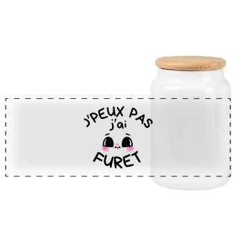 T-shirt Humour J'peux Pas J'ai Furet - Boîte à biscuits avec couvercle en bois - blanc - Devant