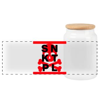 SNKTPL TOTENKOPF ST. PAULI DISTRICT DE HAMBOURG BUNT - Boîte à biscuits avec couvercle en bois - blanc - Devant