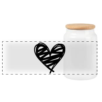 Heart - Panoramic Cookie Jar with Wooden Lid - white - Front
