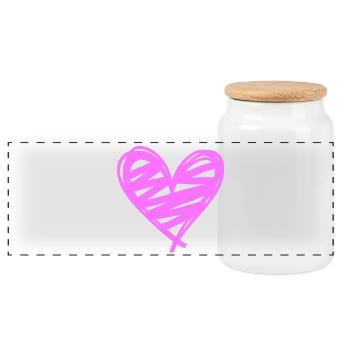 Heart - Panoramic Cookie Jar with Wooden Lid - white - Front