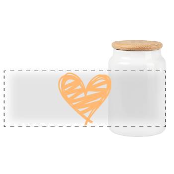 Heart - Panoramic Cookie Jar with Wooden Lid - white - Front