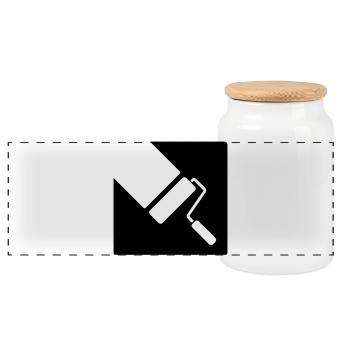 Motif de rouleau de peinture artisanal de peintre - Boîte à biscuits avec couvercle en bois - blanc - Devant