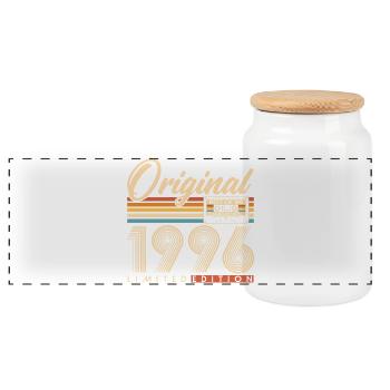1996 Vintage Vintage Birthday Gift Retro - Panoramic Cookie Jar with Wooden Lid - white - Front