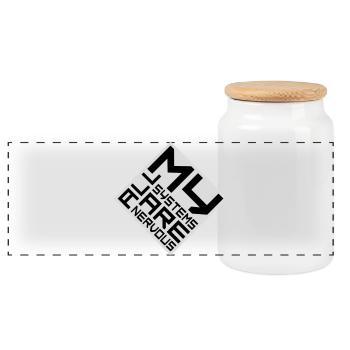 Tous mes systèmes sont nerveux, peur drôle, logo de nerd - Boîte à biscuits avec couvercle en bois - blanc - Devant