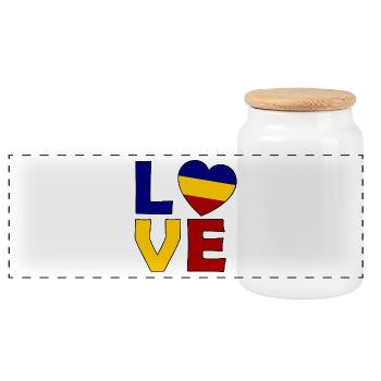 Love Romania Heart Flag - Panorama Keksdose mit Holzdeckel - Weiß - Vorne