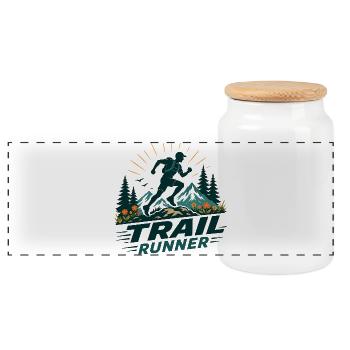 Coureur de trail - Boîte à biscuits avec couvercle en bois - blanc - Devant
