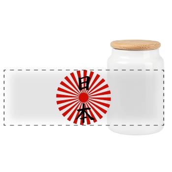 Japon et soleil levant (noir) - Boîte à biscuits avec couvercle en bois - blanc - Devant