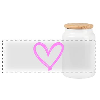 Heart - Panoramic Cookie Jar with Wooden Lid - white - Front