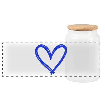 Heart - Panoramic Cookie Jar with Wooden Lid - white - Front