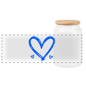 Heart - Panoramic Cookie Jar with Wooden Lid - white - Front
