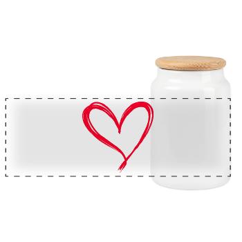 Heart - Panoramic Cookie Jar with Wooden Lid - white - Front