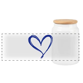 Heart - Panoramic Cookie Jar with Wooden Lid - white - Front