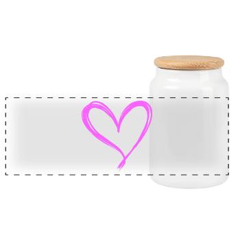 Heart - Panoramic Cookie Jar with Wooden Lid - white - Front