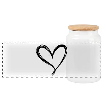 Heart - Panoramic Cookie Jar with Wooden Lid - white - Front