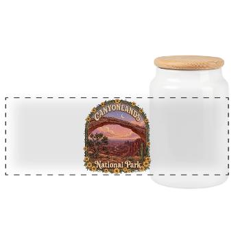 Canyonlands National Park USA Utah Hiking Vintage - Panoramic Cookie Jar with Wooden Lid - white - Front