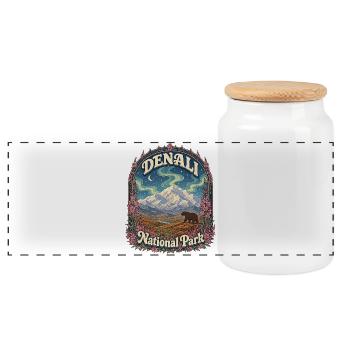 Denali National Park USA Alaska Hiking Vintage - Panoramic Cookie Jar with Wooden Lid - white - Front