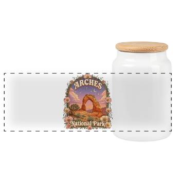 Arches National Park USA Utah Hiking Vintage - Panoramic Cookie Jar with Wooden Lid - white - Front