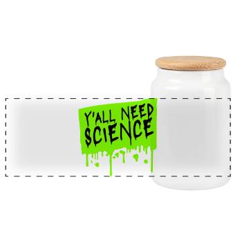 Y'all Need Science Lustig Wissenschaft Nerd Spruch - Panorama Keksdose mit Holzdeckel - Weiß - Vorne