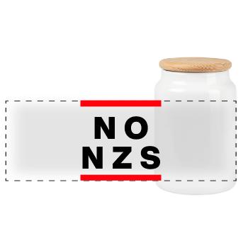 NO NZS, NIE WIEDER, ANTIFASCHISMUS, NO AFD  - Panorama Keksdose mit Holzdeckel - Weiß - Vorne