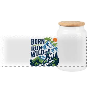 Trail Running - Born to Run Wild - Panoramic Cookie Jar with Wooden Lid - white - Front