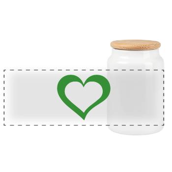 Heart - Panoramic Cookie Jar with Wooden Lid - white - Front