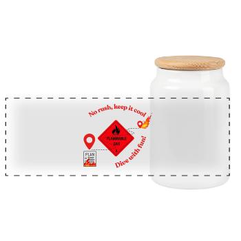 Kein Stress, bleib ruhig – Fahrerhumor - Panorama Keksdose mit Holzdeckel - Weiß - Vorne