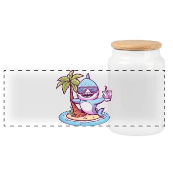 Palmier d’été requin - Boîte à biscuits avec couvercle en bois - blanc - Devant