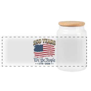 American Flag 250th Anniversary 1776 2026 4th  - Boîte à biscuits avec couvercle en bois - blanc - Devant