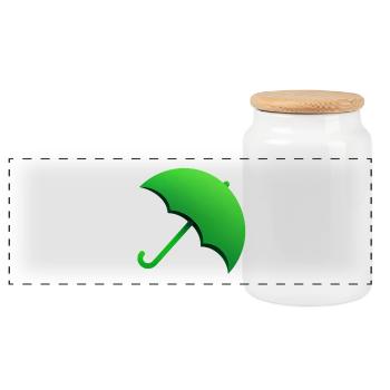 Icône du parapluie vert - Boîte à biscuits avec couvercle en bois - blanc - Devant