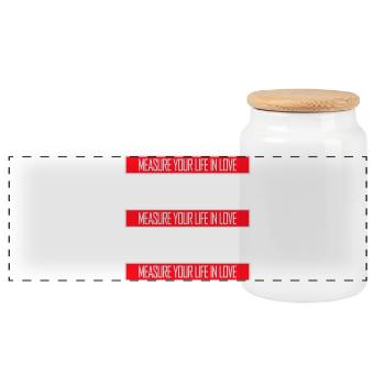 Measure Your Life In Love Inspirierend Liebe Logo - Panorama Keksdose mit Holzdeckel - Weiß - Vorne