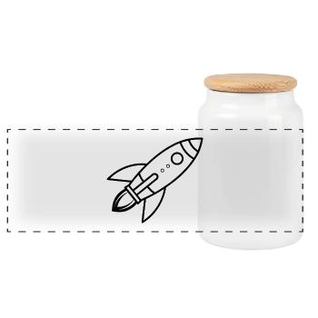 Fusée - Boîte à biscuits avec couvercle en bois - blanc - Devant