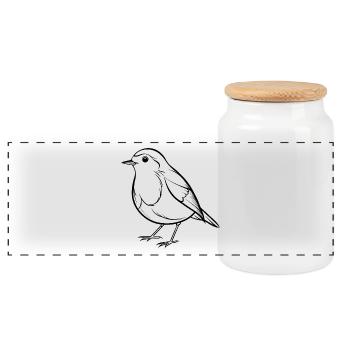 Robin Redbreast - Boîte à biscuits avec couvercle en bois - blanc - Devant