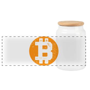 Bitcoin - Plan B - Cadeau crypto - Boîte à biscuits avec couvercle en bois - blanc - Devant