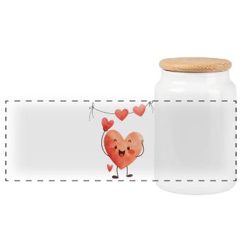 Cœurs sur la corde à linge - Boîte à biscuits avec couvercle en bois - blanc - Devant