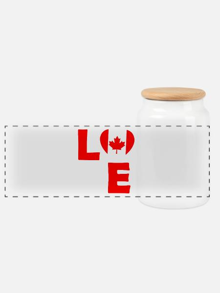 Canada Liebe: Herz mit Ahornblatt - Panorama Keksdose mit Holzdeckel - Weiß