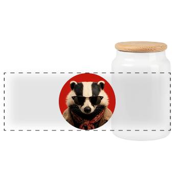 Raton laveur élégant avec des lunettes de soleil - Boîte à biscuits avec couvercle en bois - blanc - Devant