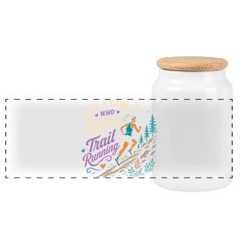 Juste une fille qui adore la course sur sentier - Boîte à biscuits avec couvercle en bois - blanc - Devant