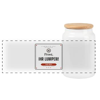 Prost, ihr Lumpen! – Bierzelt-Gaudi - Panorama Keksdose mit Holzdeckel - Weiß - Vorne